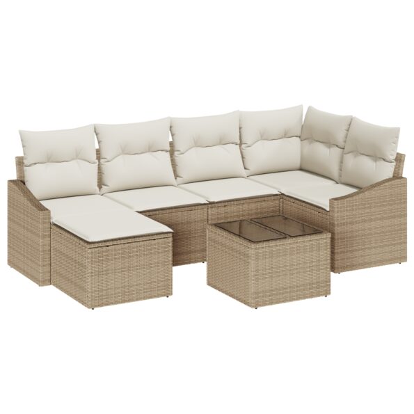 3355470_2.jpg vidaXL 7-dielny záhradný jedálenský set s vankúšmi, hnedý poly ratan – Obrázok 2