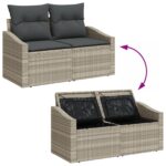 vidaXL 7-dielny záhradný jedálenský set s vankúšmi sivý poly ratan – Obrázok 12
