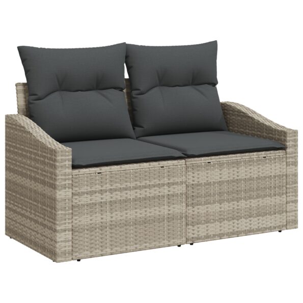 3355471_4.jpg vidaXL 7-dielny záhradný jedálenský set s vankúšmi sivý poly ratan – Obrázok 4