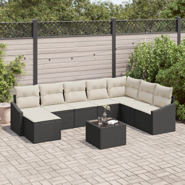 3355516_1.jpg vidaXL 8-dielny záhradný jedálenský set s vankúšmi hnedý poly ratan – Obrázok 1
