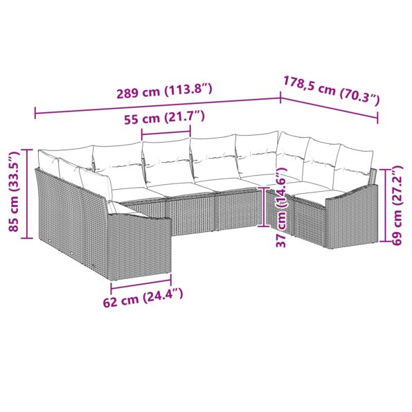 3355547_12.jpg vidaXL 9-dielny záhradný jedálenský set s vankúšmi hnedý poly ratan – Obrázok 12
