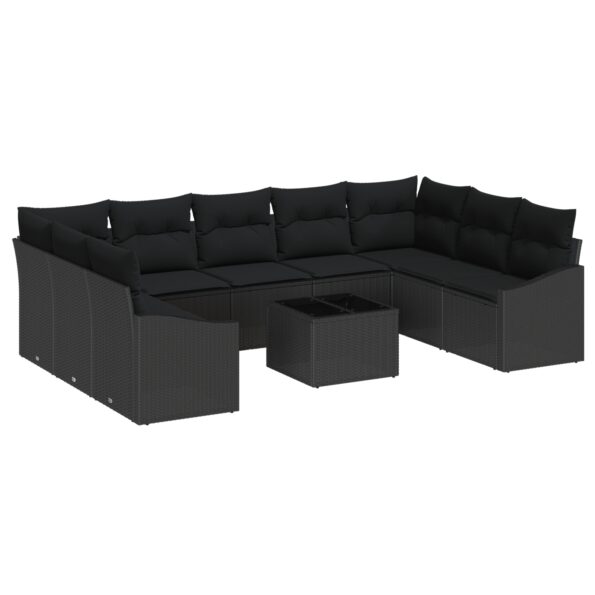 3355562_2.jpg vidaXL 10-dielny záhradný jedálenský set s vankúšmi Béžový poly ratan – Obrázok 2