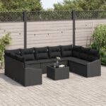 vidaXL 10-dielny záhradný jedálenský set s vankúšmi Béžový poly ratan – Obrázok 3