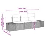 vidaXL Súprava 3-dielneho Záhradného Gauča s Vankúšmi Čierny Polyratan – Obrázok 10