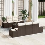 vidaXL 6-dielna záhradná súprava pohoviek s vankúšmi hnedá poly ratan