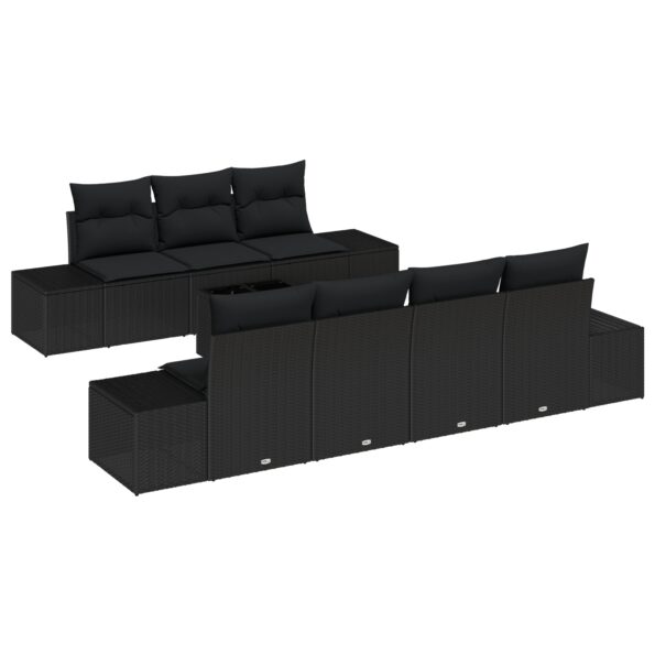 3355642_2.jpg vidaXL 8-dielny záhradný pohovkový set s vankúšmi Čierny Polyratan – Obrázok 2
