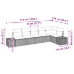 vidaXL 6-dielny záhradný pohovkový set s vankúšmi Čierny polyratan – Obrázok 12