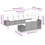 vidaXL 8-dielny záhradný pohovkový set s vankúšmi svetlosivý poly ratan – Obrázok 12
