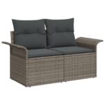 vidaXL 6-dielny záhradný sofa set s vankúšmi sivý poly ratan akáciový – Obrázok 4