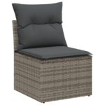 vidaXL 6-dielny záhradný sofa set s vankúšmi sivý poly ratan akáciový – Obrázok 5