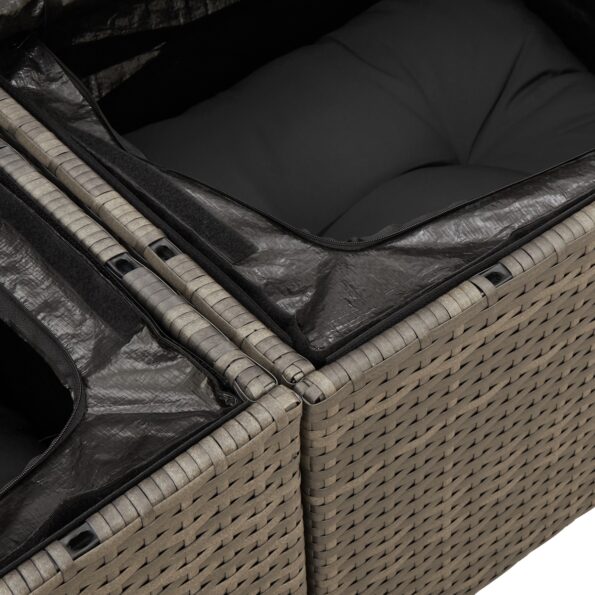 3355934_7.jpg vidaXL 6-dielny záhradný sofa set s vankúšmi sivý poly ratan akáciový – Obrázok 7