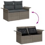 vidaXL 6-dielny záhradný sofa set s vankúšmi sivý poly ratan akáciový – Obrázok 8