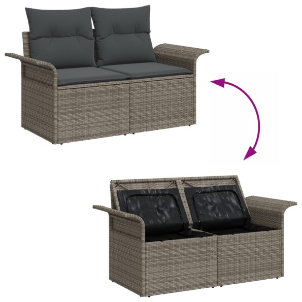3355934_8.jpg vidaXL 6-dielny záhradný sofa set s vankúšmi sivý poly ratan akáciový – Obrázok 8