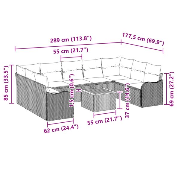 3356165_13.jpg vidaXL 10-dielna záhradná súprava sedacích súprav s vankúšmi šedý poly ratan akácia – Obrázok 13