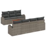 vidaXL 8-dielny záhradný pohovkový set s vankúšmi sivý polyratan akácia – Obrázok 2