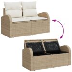 vidaXL 6-dielny záhradný pohovkový set s vankúšmi Béžový Poly ratan akáciový – Obrázok 12