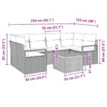 vidaXL 7-dielny záhradný gaučový set s vankúšmi Béžový poly ratan Akácia – Obrázok 13