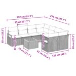 vidaXL 9-dielna súprava záhradných pohoviek s vankúšmi Béžová Poly ratan Akácia – Obrázok 13