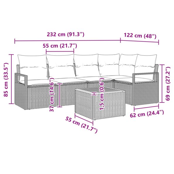 3356377_13.jpg vidaXL 6-dielna záhradná pohovka s vankúšmi béžová poly ratan akácia – Obrázok 13