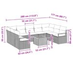 vidaXL 10-dielna záhradná súprava so vankúšmi sivá poly ratan akácia – Obrázok 13