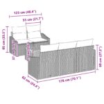 vidaXL 6-dielny záhradný pohovkový set s vankúšmi čierny poly ratan akácie – Obrázok 11