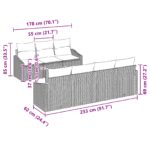 vidaXL Sada 8 kusov záhradného gauča s vankúšmi čierny polyratan akáciový – Obrázok 11
