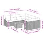 vidaXL 9-dielny záhradný gaučový set s vankúšmi sivý poly ratan akácia – Obrázok 13