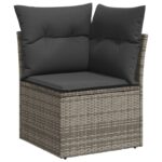 vidaXL 5-dielna súprava záhradných pohoviek s vankúšmi sivá poly ratan akácia – Obrázok 6