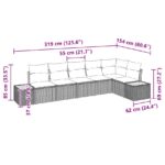 vidaXL 6-dielna súprava záhradných pohoviek s vankúšmi béžová poly ratan akácia – Obrázok 12