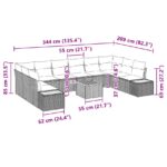 vidaXL 11-dielna záhradná pohovka s vankúšmi čierny poly ratan akáciový – Obrázok 13