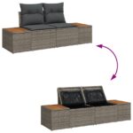 vidaXL 11 kusový set záhradnej pohovky s vankúšmi šedý poly ratan akácia – Obrázok 10