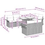 vidaXL 9-dielny záhradný gaučový set s vankúšmi Hnedý poly ratan – Obrázok 8