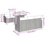 vidaXL 7-dielna záhradná súprava gaučov s vankúšmi svetlosivý polyratan – Obrázok 13