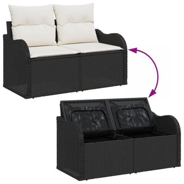 3357130_11.jpg Záhradná pohovka vidaXL s vankúšmi čierna poly ratan, 2-miestna záhradná pohovka vidaXL so storage a vankúšmi čierna poly ratan – Obrázok 11