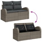 vidaXL 6-dielny záhradný pohovkový set s vankúšmi sivý poly ratan – Obrázok 10