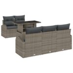 vidaXL 6-dielny záhradný pohovkový set s vankúšmi sivý poly ratan – Obrázok 2