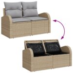 vidaXL 9-dielny Záhradný Gaučový Set s Vankúšmi Béžový Poly Ratan – Obrázok 11