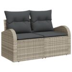 vidaXL Súprava záhradných pohoviek 6 pcs Svetlosivá Poly ratan – Obrázok 4