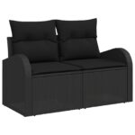 vidaXL 7-dielny záhradný sofa set s vankúšmi čierne poly ratan – Obrázok 4