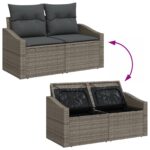vidaXL 7-dielny záhradný gauč set s vankúšmi Sivý Poly ratan – Obrázok 12