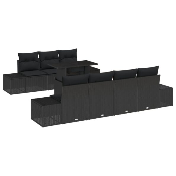 3357866_2.jpg vidaXL 8-dielny záhradný gaučový set s vankúšmi Čierny Poly Ratan – Obrázok 2