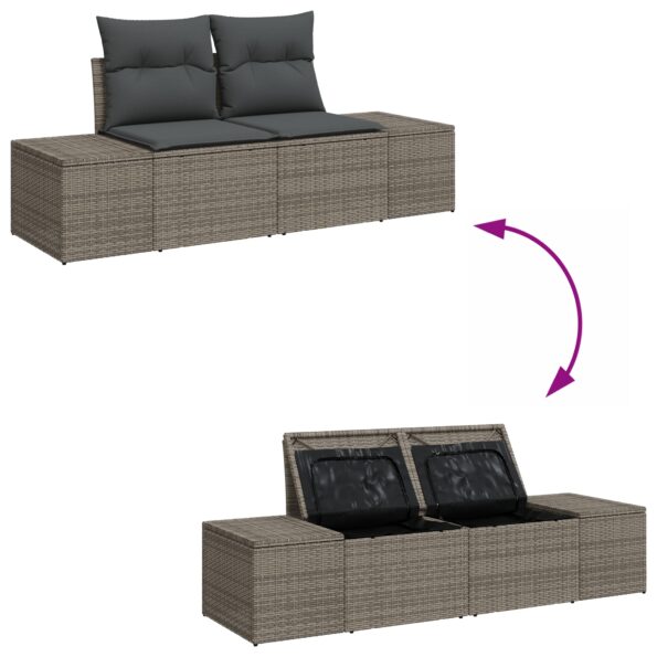 vidaXL 10-dielny záhradný sofa set s vankúšmi sivý poly ratan – Obrázok 11