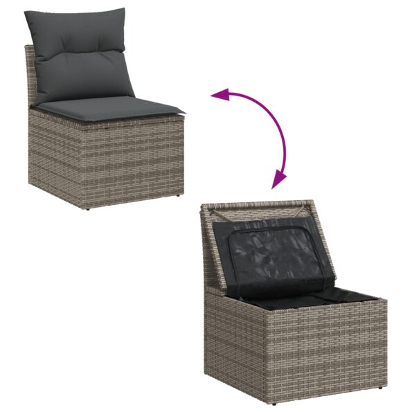 vidaXL 10-dielny záhradný sofa set s vankúšmi sivý poly ratan – Obrázok 12