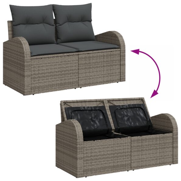 3358274_11.jpg vidaXL 7-dielny záhradný pohovkový set s vankúšmi sivý poly ratan – Obrázok 11