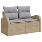 vidaXL 9-dielny záhradný gaučový set s vankúšmi béžový poly ratan – Obrázok 4