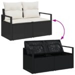 vidaXL 9-dielny záhradný sofa set s vankúšmi čierny poly ratan – Obrázok 12