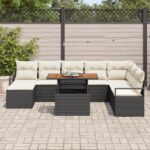 vidaXL 9-dielny záhradný sofa set s vankúšmi čierny poly ratan – Obrázok 3