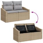 vidaXL 7-dielny záhradný pohovkový set s vankúšmi béžový poly ratan – Obrázok 11