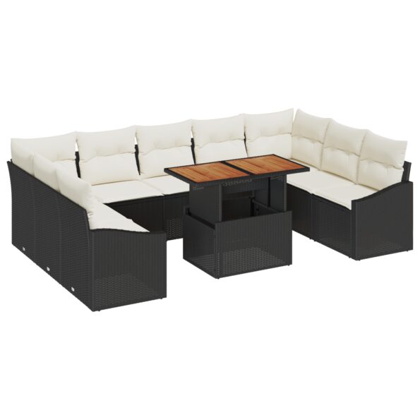 3358616_2.jpg vidaXL 10-dielny záhradný sofa set s vankúšmi čierny poly ratan – Obrázok 2