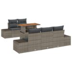 vidaXL 6-dielny záhradný gaučový set s vankúšmi Sivý Poly Ratan – Obrázok 2